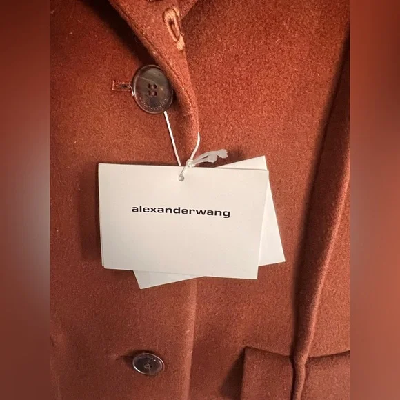 NWT Alexander Wang Long Darted Single Breasted Wool BlendCoat Sz M Hailey Bieber - Picture 6 of 11